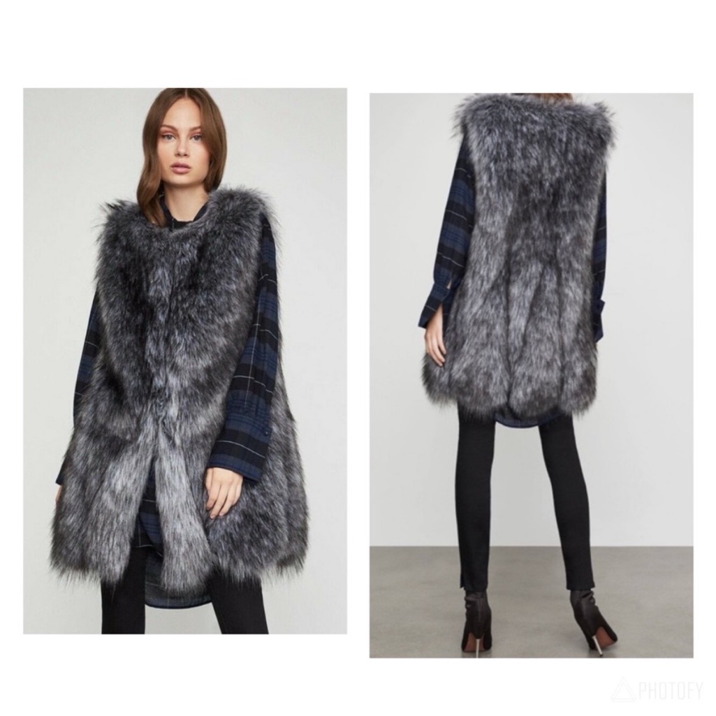 Bcbgmaxazria Faux Fur Long Vest Nwot